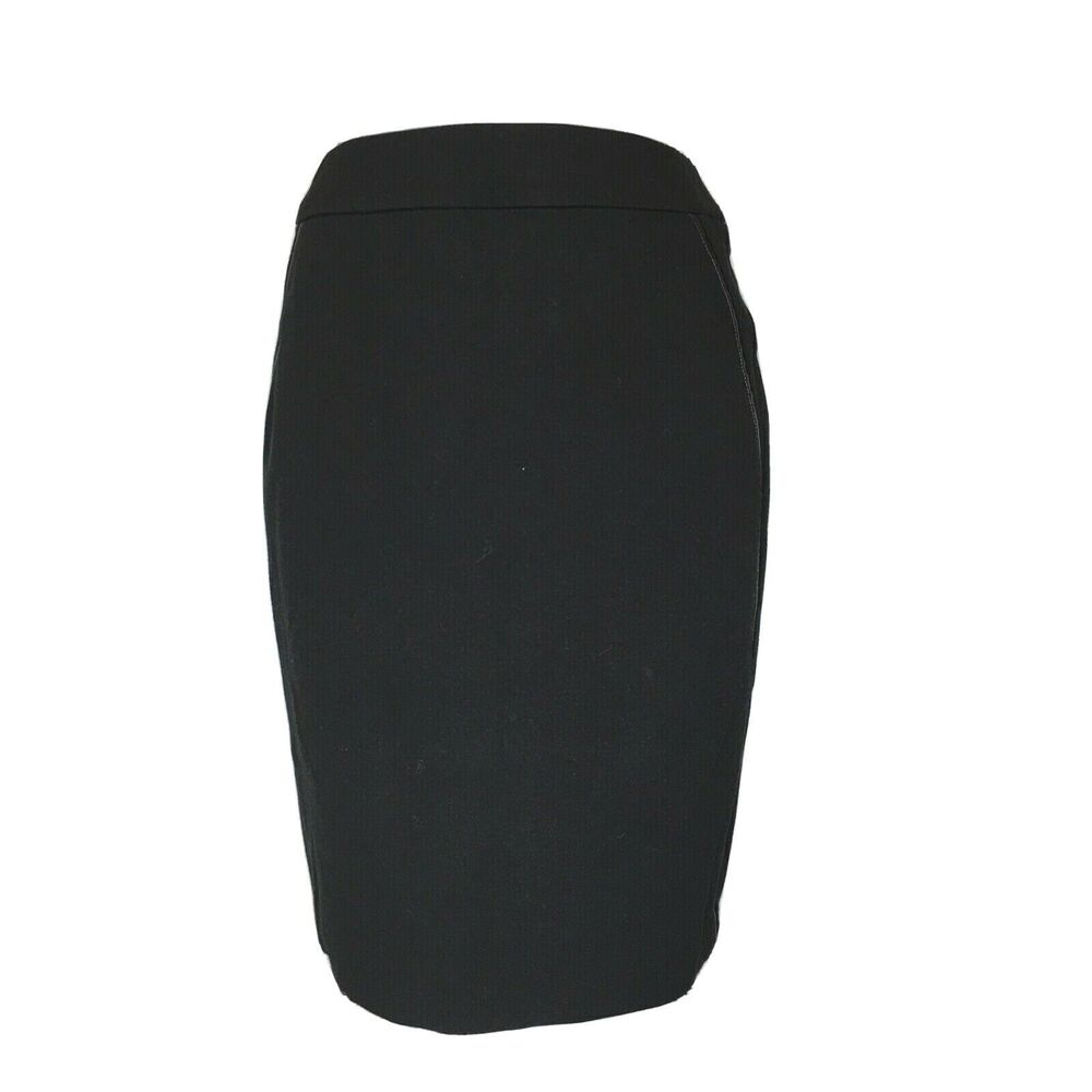 NWT Talbots Pencil Skirt 2P Black Faux Leather Trim Pocket Casual Career‎ $99